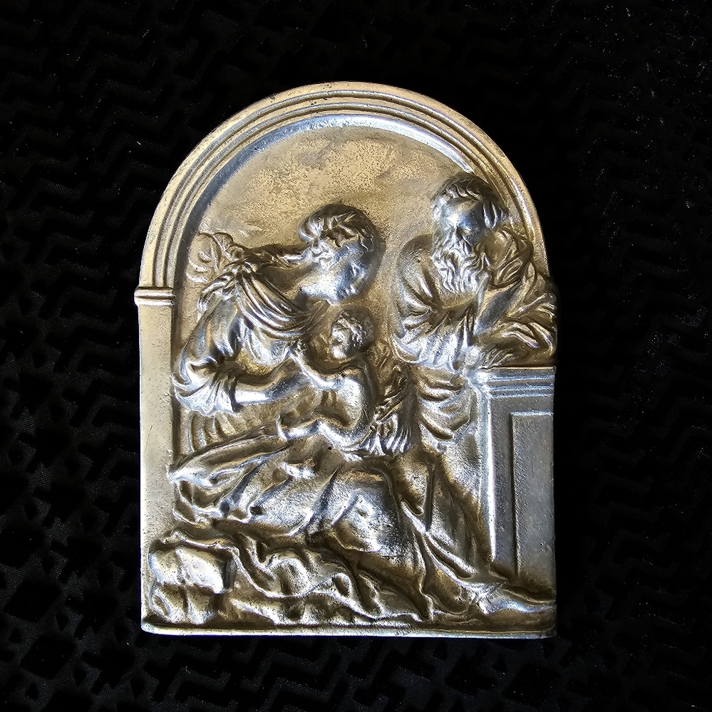 Vintage Holy Family Pewter Wall Art